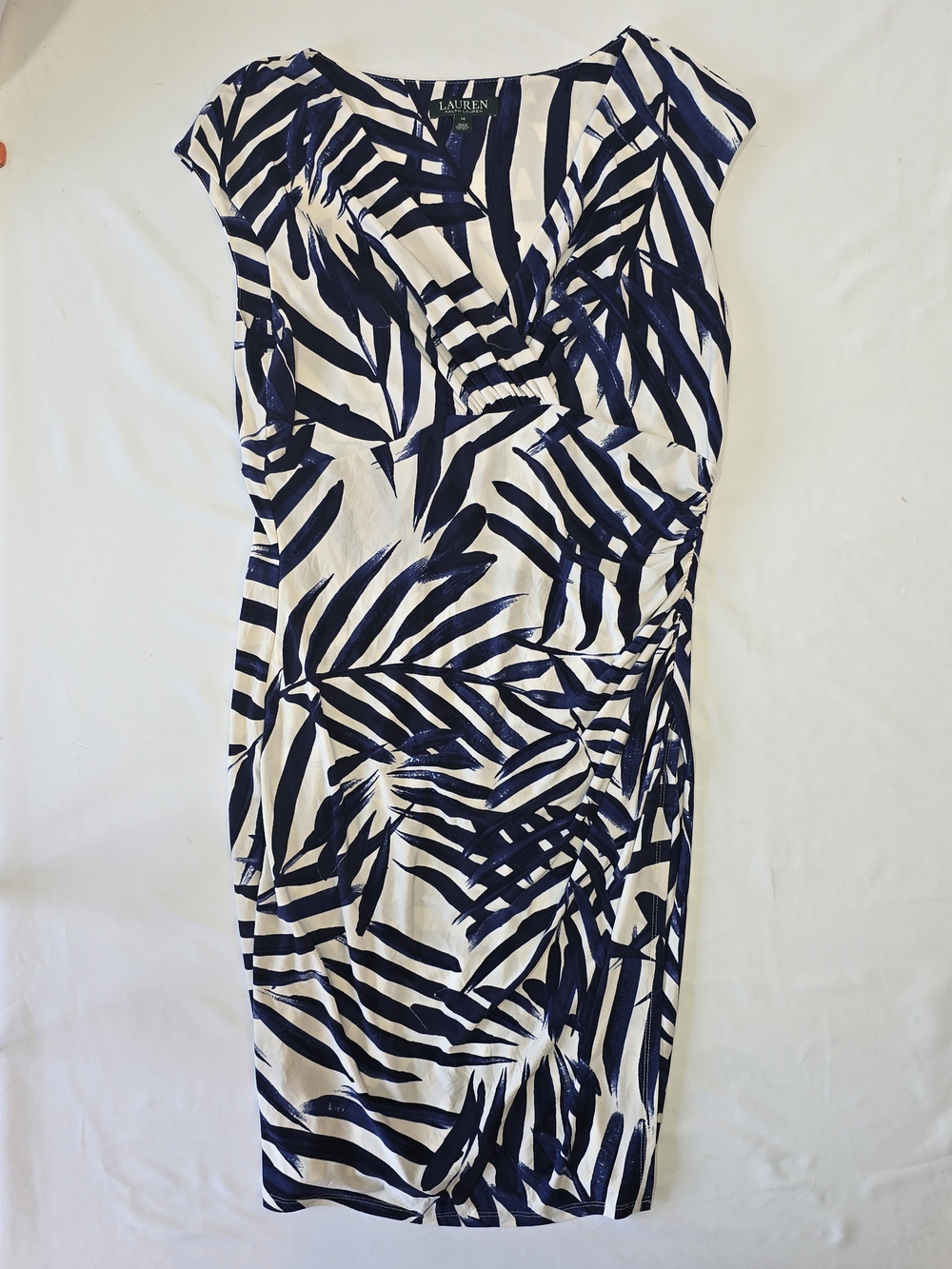 Lauren Ralph Lauren Navy & White Palm Print Sheath Dress